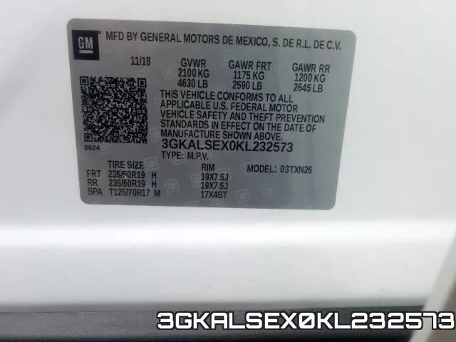 3GKALSEX0KL232573 фото 2