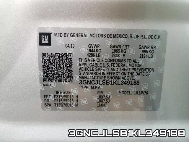 3GNCJLSB1KL349188 фото 2