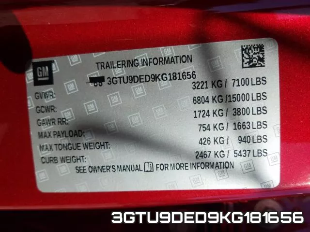 3GTU9DED9KG181656 фото 2