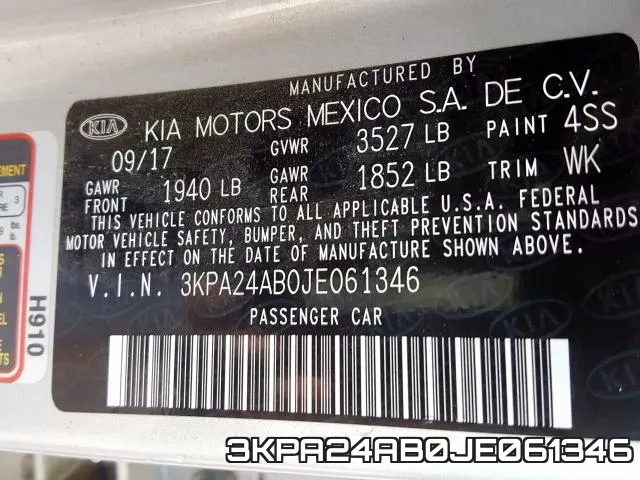 3KPA24AB0JE061346 фото 2