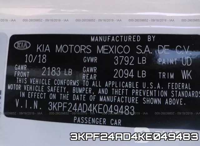 3KPF24AD4KE049483 фото 10