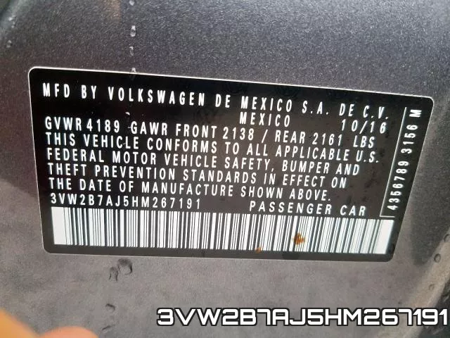 3VW2B7AJ5HM267191 фото 2
