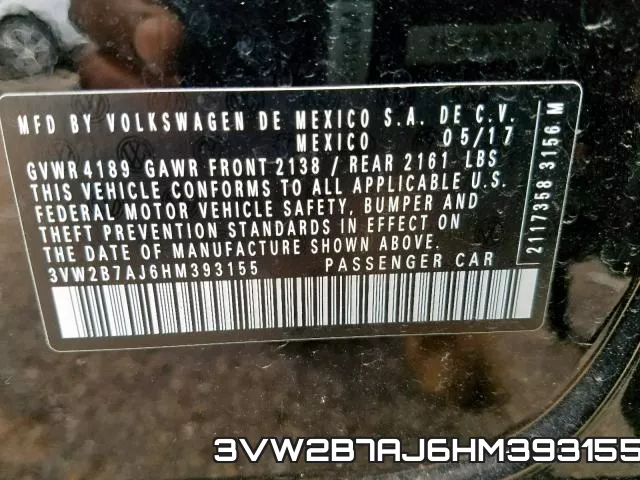3VW2B7AJ6HM393155 фото 2