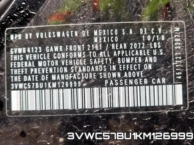 3VWC57BU1KM126999 фото 2
