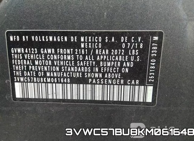 3VWC57BU8KM061648 фото 10