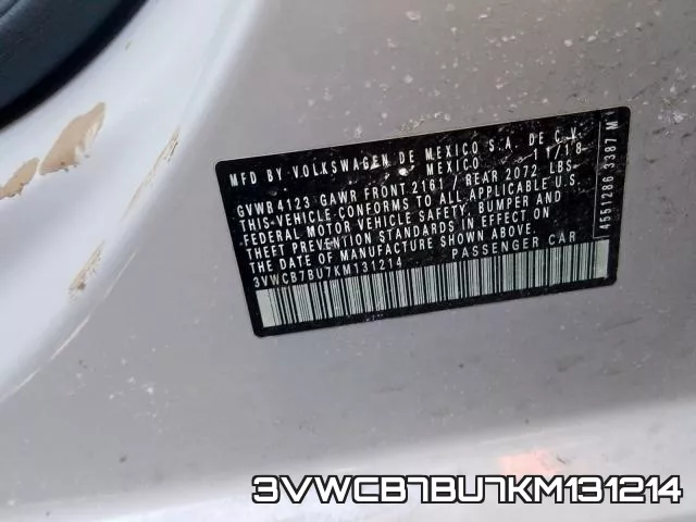 3VWCB7BU7KM131214 фото 2