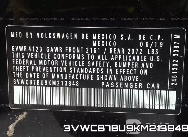 3VWCB7BU9KM213848 фото 10