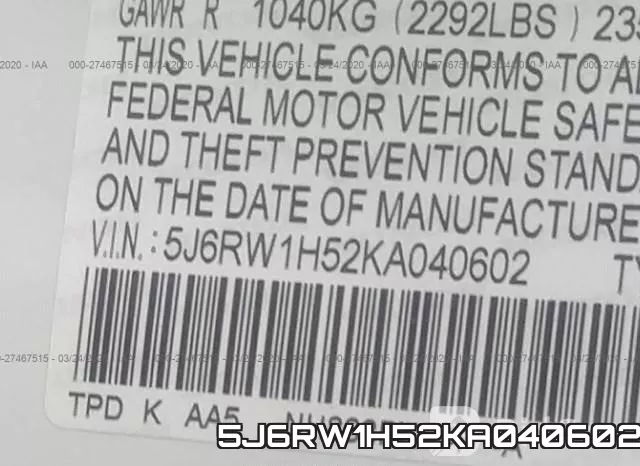 5J6RW1H52KA040602 фото 10