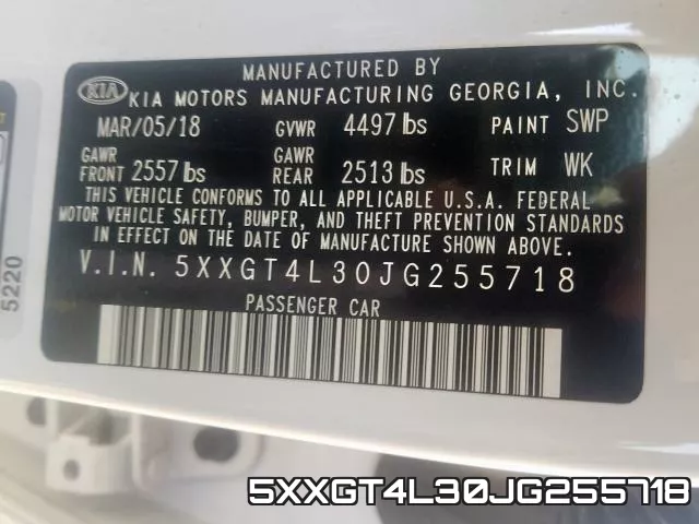 5XXGT4L30JG255718 фото 2