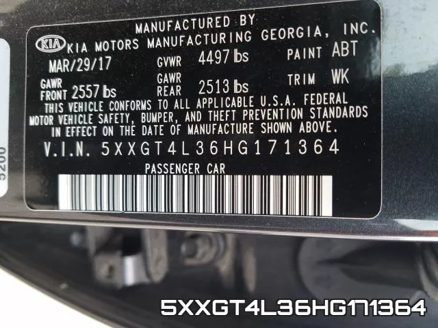 5XXGT4L36HG171364 фото 2