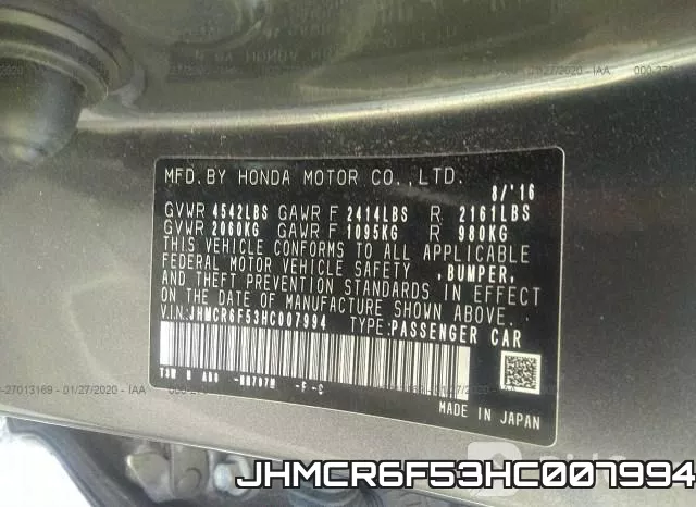 JHMCR6F53HC007994 фото 10