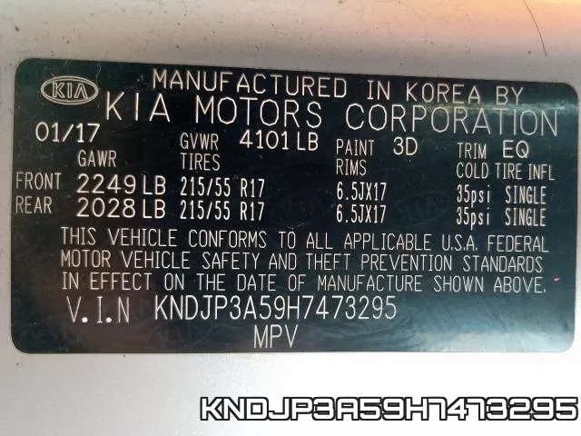 KNDJP3A59H7473295 фото 2