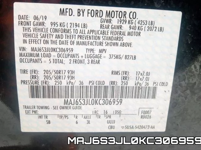 MAJ6S3JL0KC306959 фото 2