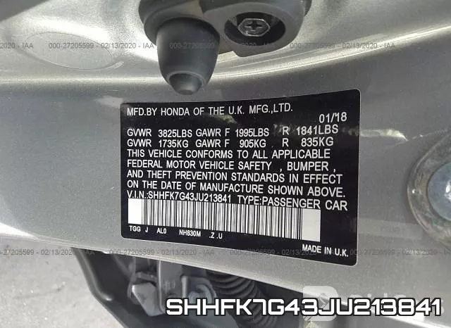SHHFK7G43JU213841 фото 10