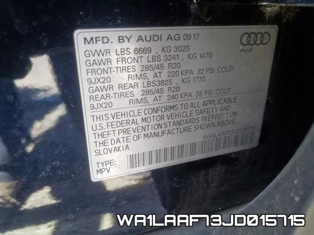 WA1LAAF73JD015715 фото 2