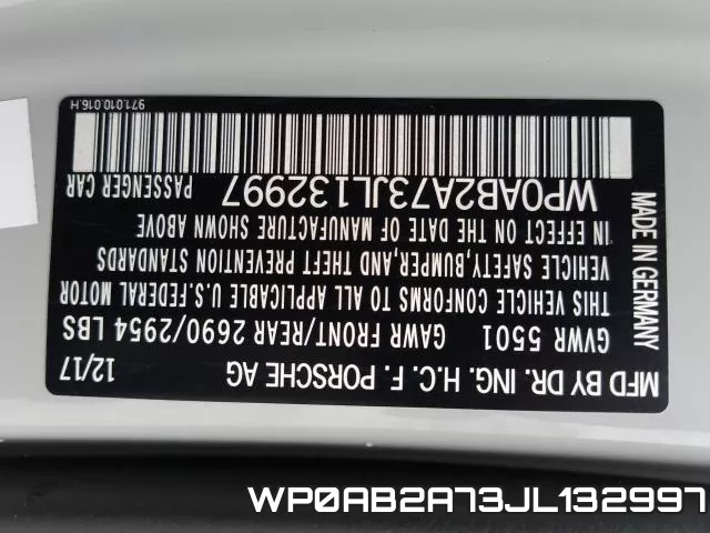 WP0AB2A73JL132997 фото 2