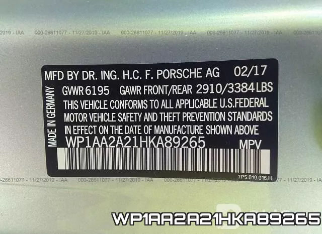 WP1AA2A21HKA89265 фото 10