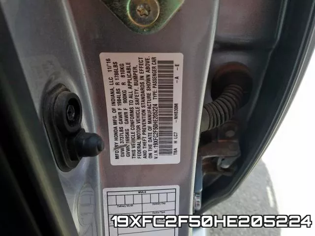 19XFC2F50HE205224 фото 2