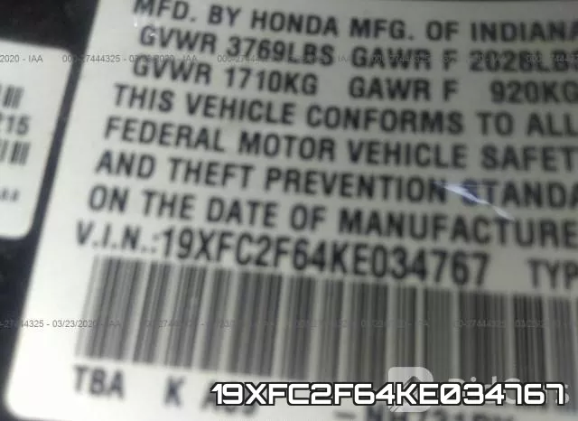 19XFC2F64KE034767 фото 10