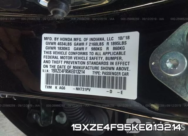 19XZE4F95KE013214 фото 10