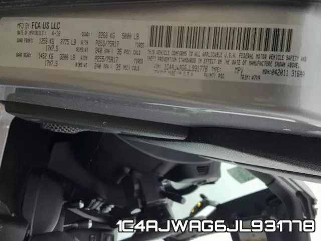 1C4AJWAG6JL931778 фото 2