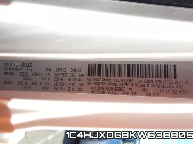 1C4HJXDG8KW638805 фото 2