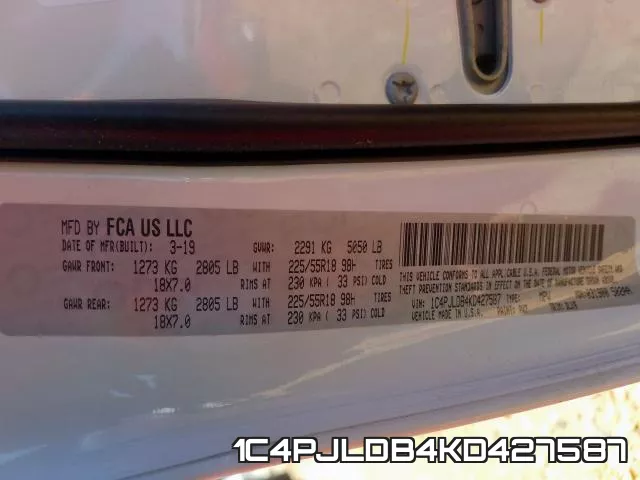 1C4PJLDB4KD427587 фото 2