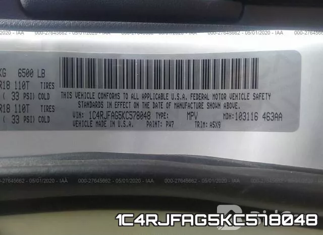 1C4RJFAG5KC578048 фото 10