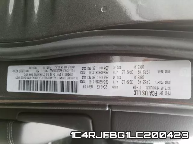1C4RJFBG1LC200423 фото 2