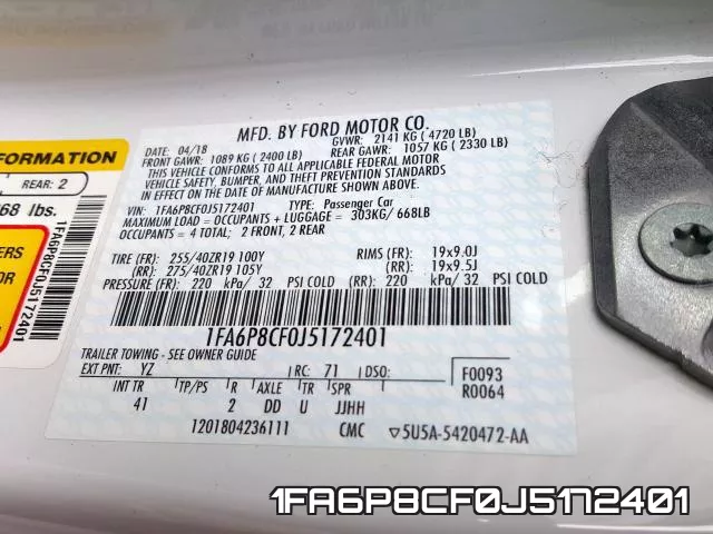 1FA6P8CF0J5172401 фото 2