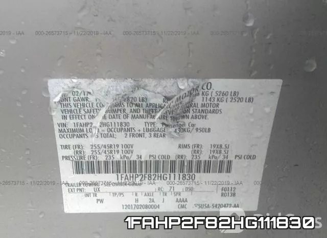 1FAHP2F82HG111830 фото 10