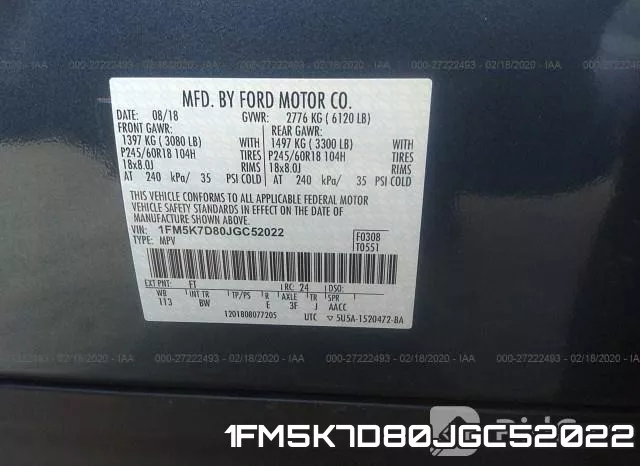 1FM5K7D80JGC52022 фото 10