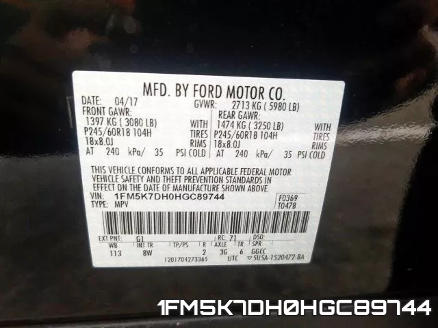 1FM5K7DH0HGC89744 фото 2