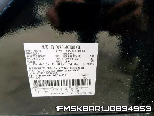 1FM5K8AR1JGB34953 фото 2