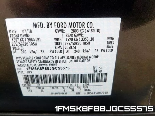 1FM5K8F88JGC55575 фото 2