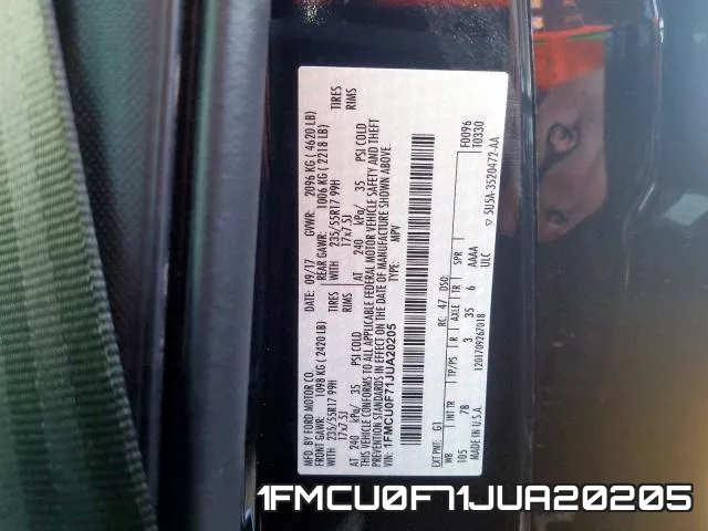 1FMCU0F71JUA20205 фото 2