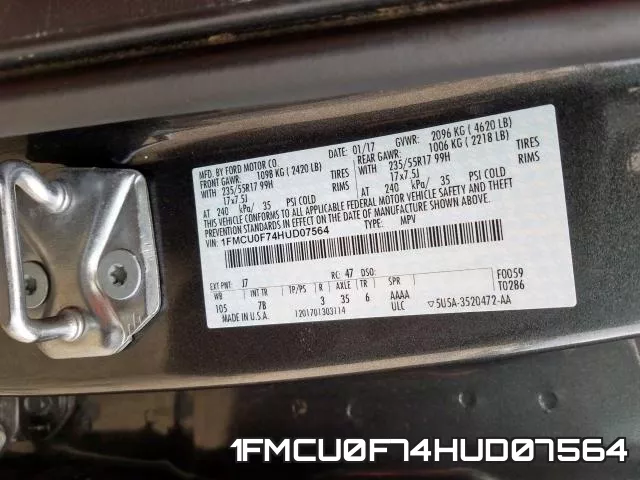 1FMCU0F74HUD07564 фото 2
