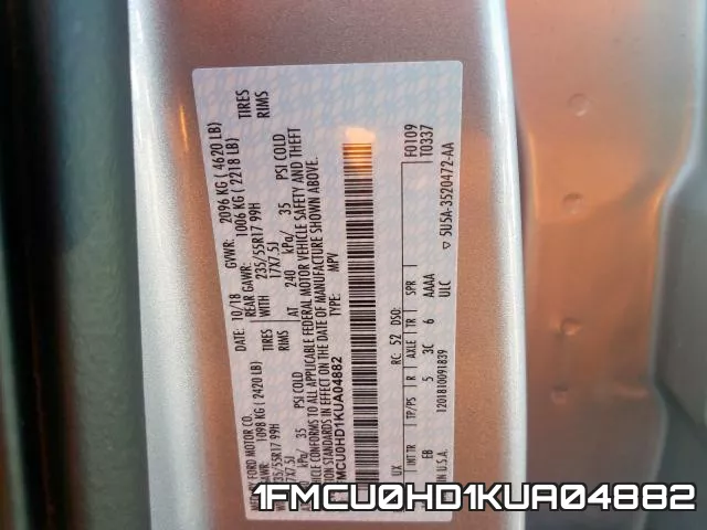 1FMCU0HD1KUA04882 фото 2