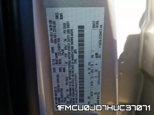 1FMCU0JD7HUC37071 фото 2