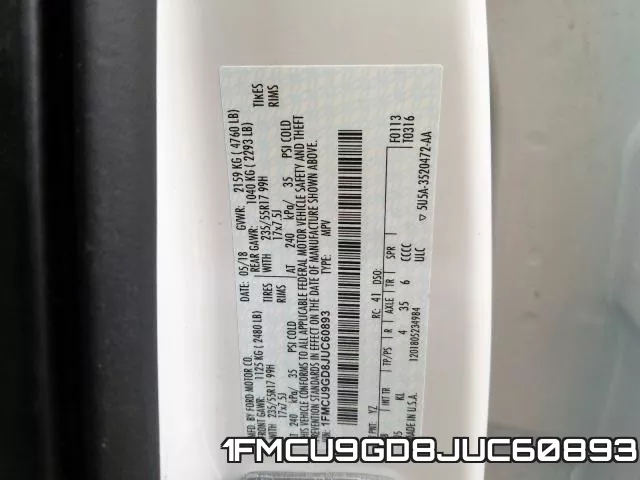 1FMCU9GD8JUC60893 фото 2