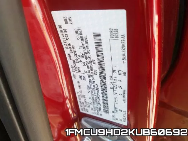 1FMCU9HD2KUB60692 фото 2