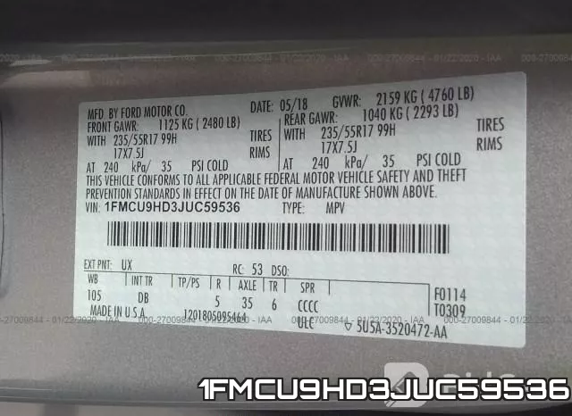 1FMCU9HD3JUC59536 фото 10