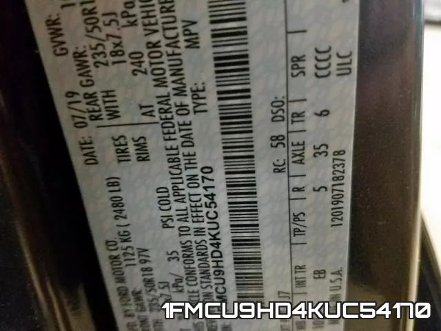 1FMCU9HD4KUC54170 фото 2