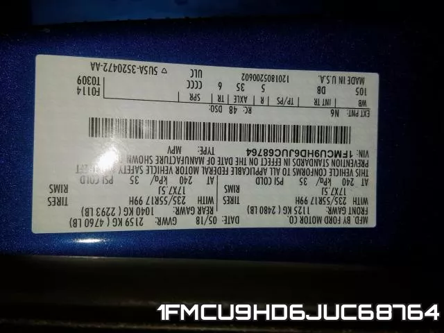 1FMCU9HD6JUC68764 фото 2