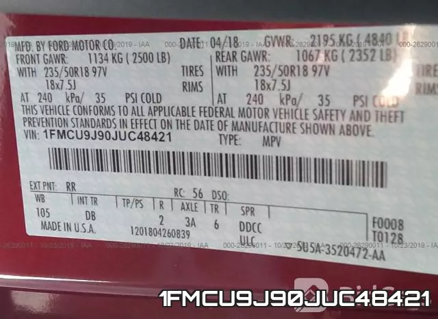 1FMCU9J90JUC48421 фото 10
