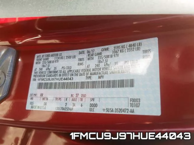 1FMCU9J97HUE44043 фото 2