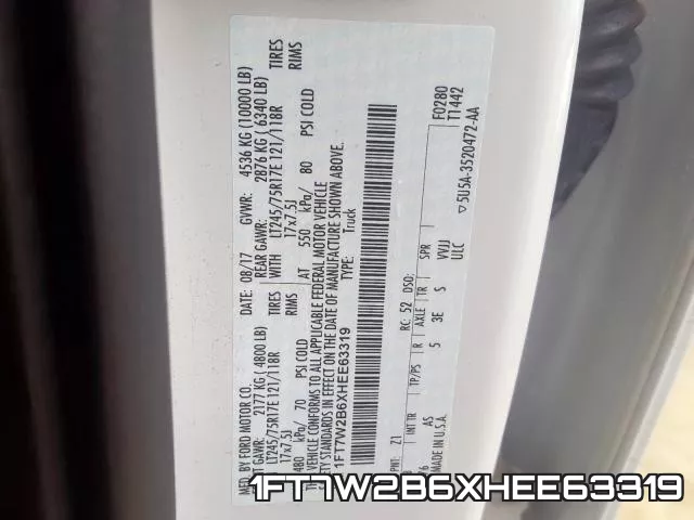 1FT7W2B6XHEE63319 фото 2