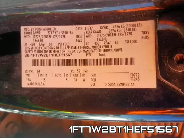 1FT7W2BT1HEF51567 фото 2