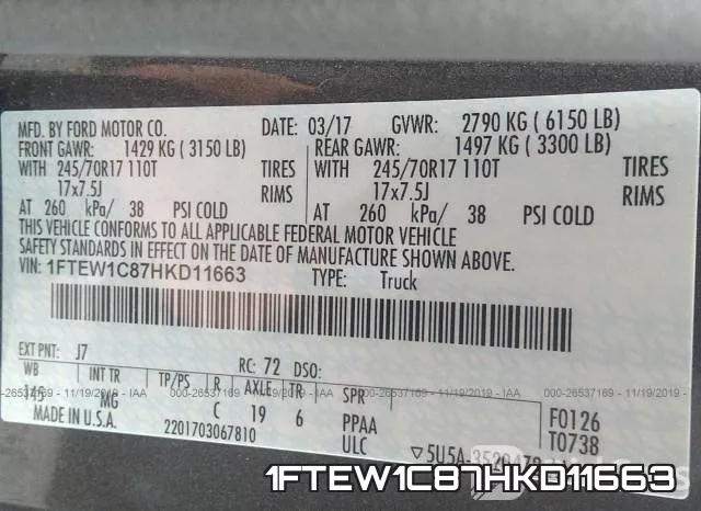 1FTEW1C87HKD11663 фото 10