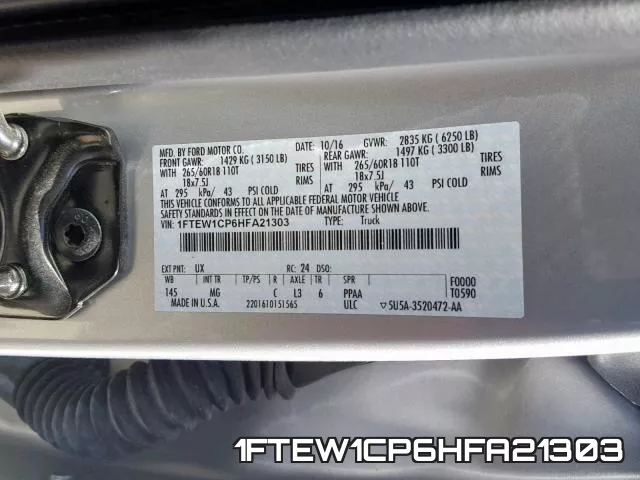 1FTEW1CP6HFA21303 фото 2